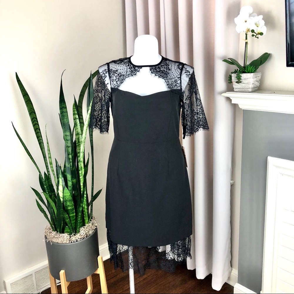Nanette Lepore Rich Romantics Black Lace Dress 14 - Picture 1 of 5